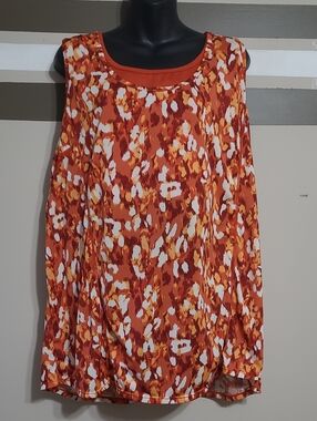 ACX Athletic Activewear Orange Abstract Halter Tank Top Sz 3X